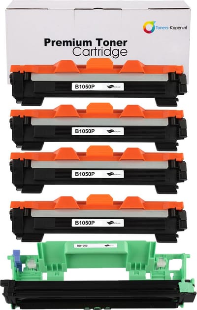 Brother TN-1050 / DR-1050 - Toner Zwart 5-pack - 14.000 pagina's totaal - Huismerk Compatible - Geschikt voor Brother DCP-1510 Brother DCP-1512 Brother DCP-1512A Brother DCP-1601 Brother DCP-1610W Brother DCP-1612W Brother DCP-1616NW Brother HL-1110