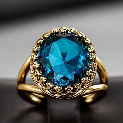 Huitan Vintage Luxe Gouden Kleur Ringen Met Grote Blauwe Ovale Zirkonia Voor Vrouwen Bruiloft Feest Verloving Nobele Accessoires 10 blue