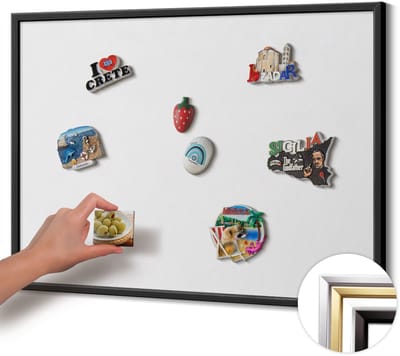 Wallfluent - Wit Magneetbord in Stijlvolle Kleuren - 80 cm x 60 cm - Magneetbord met Zwarte Frame - Kleur wit - Magneetbord Voor Thuiskantoor - Magneetbord voor Herinneringen - Magnetisch Bord voor Thuis en Kantoor