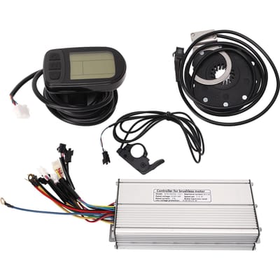 Kit de Conversion Vélo Électrique 36V 48V 1500W Contrôleur Onde Sinusoïdale 35A avec Fil pour Lumière Panneau LCD5 Accélérateur au Pouce black