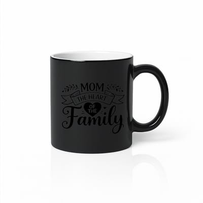 Mom The Heart Of The Family – Warmtegevoelige Magische Mok – Verrassend Kleurveranderend Cadeau