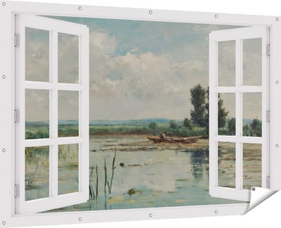 Gards Tuinposter Doorkijk Plas bij Loosdrecht - Willem Roelofs - 180x120 cm - Tuindoek - Tuindecoratie - Wanddecoratie buiten - Tuinschilderij