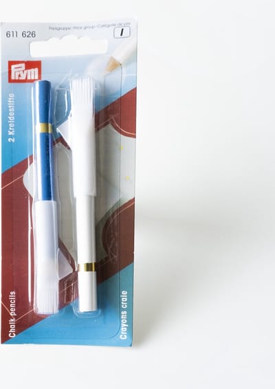 PRYM Krijtpotloden met borsteltje wit/blauw 611626 - Prym