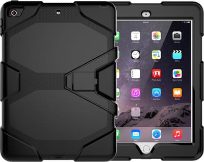 Tablet Beschermhoes geschikt voor Apple iPad 5e en 6e Generatie 9.7 inch (2017/2018) | Volledig bescherming | Kindvriendelijk Cover met Ingebouwde Screenprotector | Hoes voor Kinderen met Standaard - Zwart