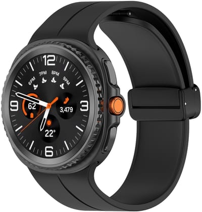Siliconen bandje - geschikt voor Samsung Galaxy Watch 8 (40mm) / Galaxy Watch 8 (44mm) / Galaxy Watch 8 Classic - magneetsluiting - zwart