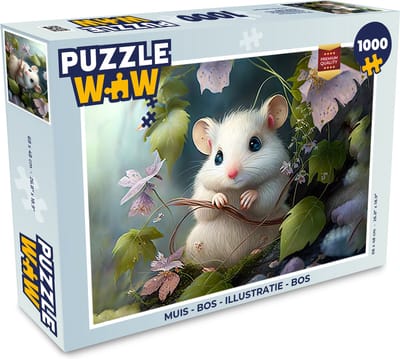 Puzzel Muis - Bos - Bloemen - Illustratie - Bosdieren - Legpuzzel - Puzzel 1000 stukjes volwassenen