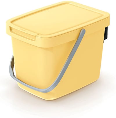 Keden GFT aanrecht afvalbak - geel - 6L - afsluitbaar - 20 x 26 x 20 cm - klepje/hengsel - kleine prullenbakken - afval scheiden