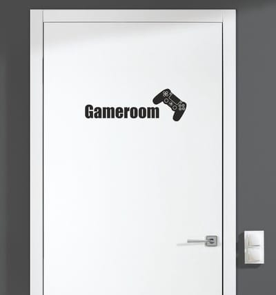 Deursticker - Gameroom - Zwart 23x7,5
