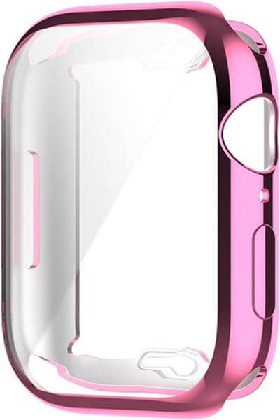 By Qubix - Siliconen case (volledig beschermd) 41mm - Roze - Geschikt voor Apple watch 41mm hoesje - screenprotector - Bescherming iWatch - Bescherm hoesje
