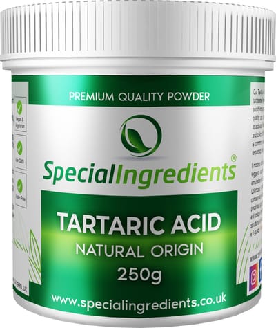 Wijnsteenzuur - 250 g - Tartaric Acid - Zuurteregelaar & Textuurverbeteraar - Perfect voor Bakken, Wijn & Snoepgoed - Voorkomt Kristallisatie - Vegan & Glutenvrij - Moderne Gastronomie - Moleculair Koken - Hersluitbare Pot - Recycled Plastic