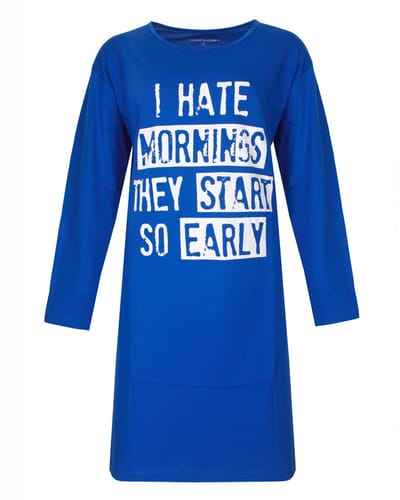 Temptation Dames Big Shirt - Tekstprint op de borst - Blauw - Maat M
