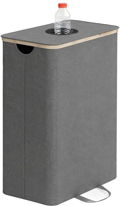 SONGMICS - Wasmand - Flessencontainer 100 L - Recyclingbak met Deksel en Binnenzak - Voor Keuken