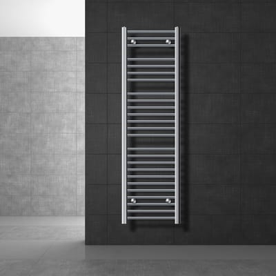 Elektrische badkamerradiator met verwarmingselement 1200W 400x1500 mm Chroom rechte zijaansluiting & thermostaat LuxeBath