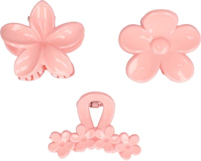 Haarsoires Haarspeld Haarklemmen 4cm – Bloemvorm – Lichtroze – Set van 3 - Haarclip Klem - Hair Claw - voor Opsteken Haar - Hair Clip - Decoratieve Haaraccessoire