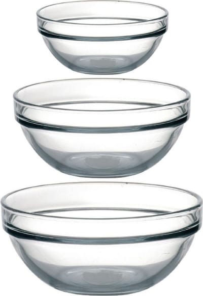 Glazen keuken schaaltjes/kommetjes set 14 stuks in 3 formaten 20-17-10 cm - Saus/serveer/groente/snacks