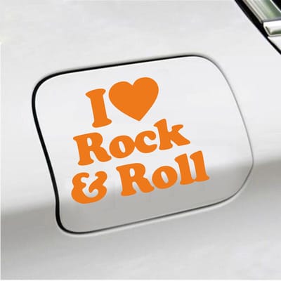 Bumpersticker - I Love Rock & Roll - 10,3 X 12,6 - Oranje