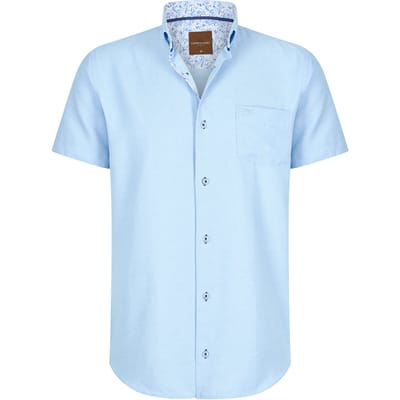 Cappuccino Italia - Heren Overhemden Korte Mouw Sky Blauw - Blauw - Maat S