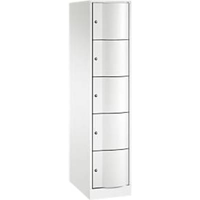 C+P Resisto lockerkast, 1 vak, 5 vakken, B 396 x D 640 x H 1950 mm, verkeerswit