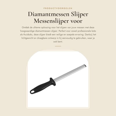 Dailygoods- Diamantmessen 20 cm - Messenslijper voor thuis - Lichtgewicht - Kunstdiamant - ABS - Veilig en soepel slijpen