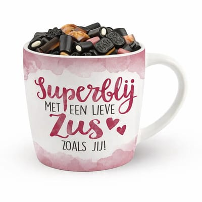 Mok - Koffie - Cadeau - Traktatie - Zus - Voor De Liefste Zus - Keramiek - Drop - "Speciaal voor jou"