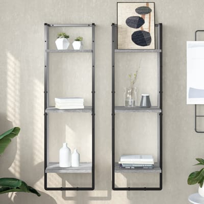 vidaXL - Wandrek - 3-laags - 30x25x100 - cm - bewerkt - hout - grijs - sonoma - eiken