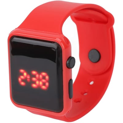 Montre de sport numérique pour enfants, écran LED, forme carrée, rétroéclairage, pour activités de loisirs black