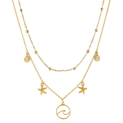 Multi Layer dames ketting Ocean Shell Starfish Goudkleurig