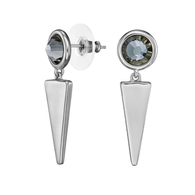 Traveller Oorhangers - Oorbellen Dames - Zilver - Kristal - Zwart - Preciosa Crystals - Geplatineerd - Hangers - 35 x 10 mm - 157753