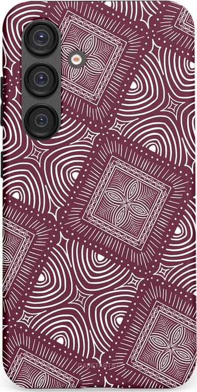 Casetastic Hoesje Geschikt voor Samsung S25 - Stijlvolle Beschermende Duo-layer Case - Bohemien Rood Design