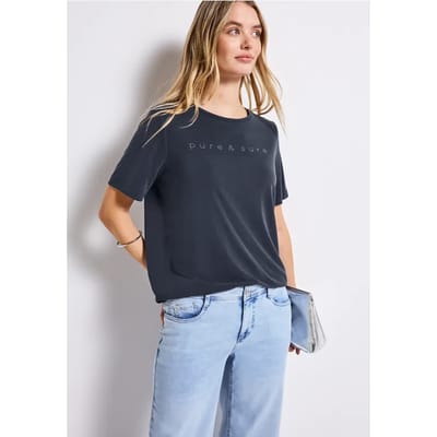Silk-Look Shirt met tekst
