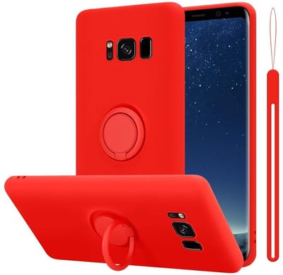 Cadorabo Hoesje geschikt voor Samsung Galaxy S8 in LIQUID ROOD - Beschermhoes van flexibel TPU silicone Case Cover met ring