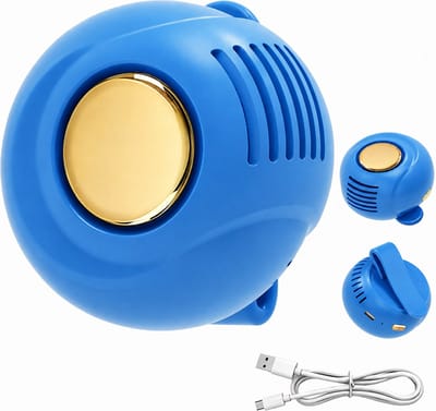 Ventilator - Mini ventilator - 2026 Handventilator - Oplaadbare accu met 3 standen, Draagbare, stille, compacte clipventilator – Geschikt voor buiten, reizen en kantoor – Met heupclip (blue)