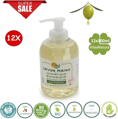 Ruwe Olijfolie | handzeep 12x300ml | Ingrediënten uit biologische landbouw | Cigale Bio