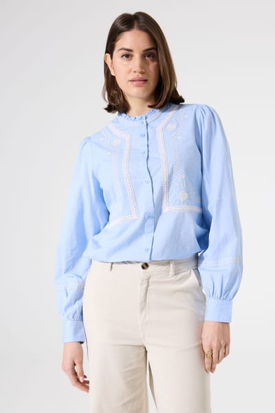 Garcia Ladies Shirt Ls Provence Maat: S | Longsleeves Outlet | Dames | Blauw