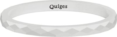 Quiges Stapelring Dames - Vulring Facet - Keramiek Wit - Maat 17 - Hoogte 2mm - SP030W17
