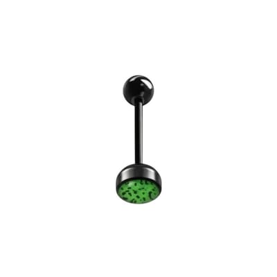 Aramat Jewels | Tongpiercings | Bioplast Tongpiercing met Dierenhuid Motief | Spots-Groen | |8mm | Kunststof | Volwassenen | Verkleurd niet