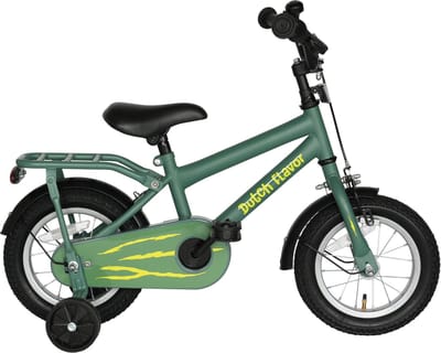 Dutch Flavor Kinderfiets 12 Inch - Groen - 2 tot 4 jaar - Knijprem en terugtrap - Afneembare zijwieltjes