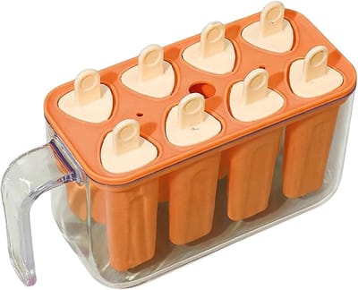 Ijsjesmaker Herbruikbaar - IJslolly Vorm - Zelf Snacks Maken - Makkelijk Loslaatbaar - 8 Stuks - Oranje