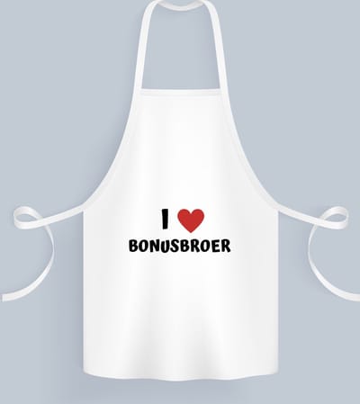 Akyol - i love bonusbroer Keukenschort - Broer - de liefste bonusbroer - verjaardag - cadeautje voor broer - broer artikelen - kado - geschenk - 82 bij 71 cm