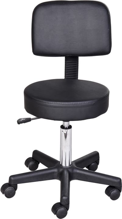 HOMCOM Rolkruk, werkstoel, cosmetische stoel, draaistoel, kruk, professionele salonstoel, zwart 71-0013