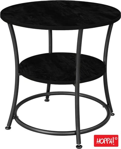 Hoppa! | Bijzettafel | Zwart | Industrieel Ontwerp | 56 x 56 x 56 cm (B x D x H)