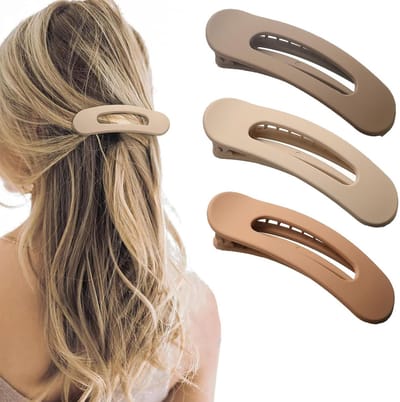 3 stuks - Platte klauwclips - Grote platte haarclips - Voor vrouwen en meisjes - Sterke grip, antislip haarclips - Geschikt voor dik en dun haar