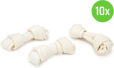 Beeztees Kauwknoop Wit 7 cm 12 Stuks - hondensnack - 10 verpakkingen