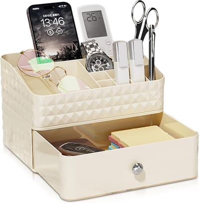 Cosmetische organizer met stapelbare laden, 242 x 177 x 160 mm, grote dubbellaagse make-up-organizer met 11 vakken, multifunctionele organizer, rek voor commode, slaapkamer, woonkamer
