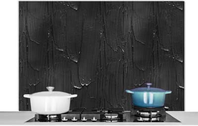 Spatscherm Keuken - Kookplaat Achterwand - Spatwand Fornuis - 120x80 cm - Verf - Zwart - Patronen - Aluminium - Wanddecoratie - Muurbeschermer - Hittebestendig
