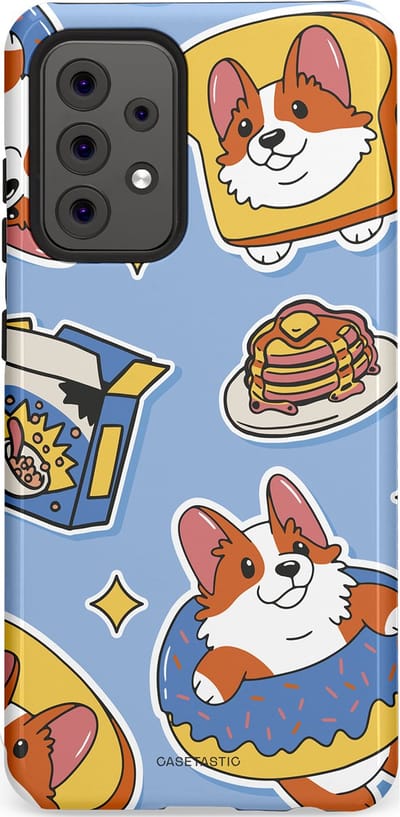 Casetastic Hoesje Geschikt voor Samsung A52 (4G/5G/s) - Stijlvolle Beschermende Duo-layer Case - Hondenfeest Ontbijt