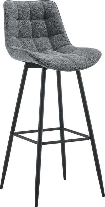 CLP Dartford Barkruk - Met rugleuning - Met voetsteun - Metalen frame - donkergrijs Stof