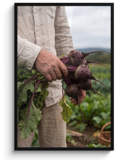 Poster in lijst - Fotolijst 80x120 cm - Posters - Bieten - Vers - Moestuin - Posterlijst zwart - Decoratie - Wanddecoratie woonkamer - Muurdecoratie slaapkamer