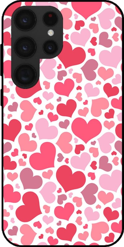 Smartphonica Telefoonhoesje Geschikt voor Samsung Galaxy S23 Ultra met Hartjes Print - Hearts Design TPU Backcover Case - Kinder Hoesje met Hartjes Design geschikt voor Samsung Galaxy S23 Ultra