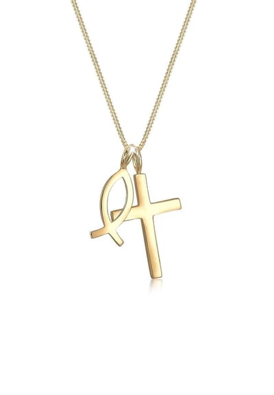 Elli - Halsketting - Dames Kruis Vis Hanger in 925 Sterling Zilver - Dames